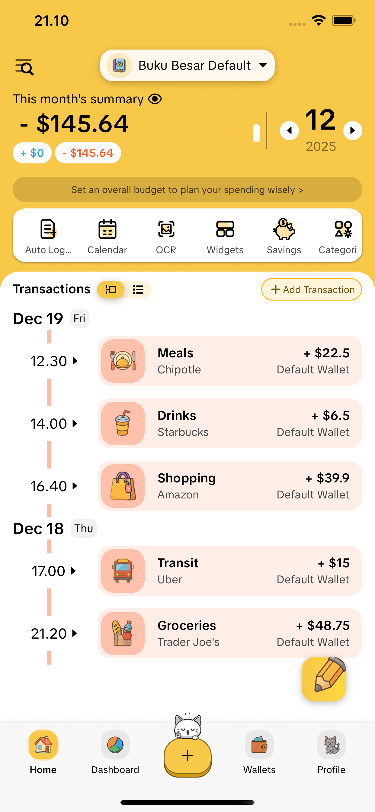 MoneyKu home screen