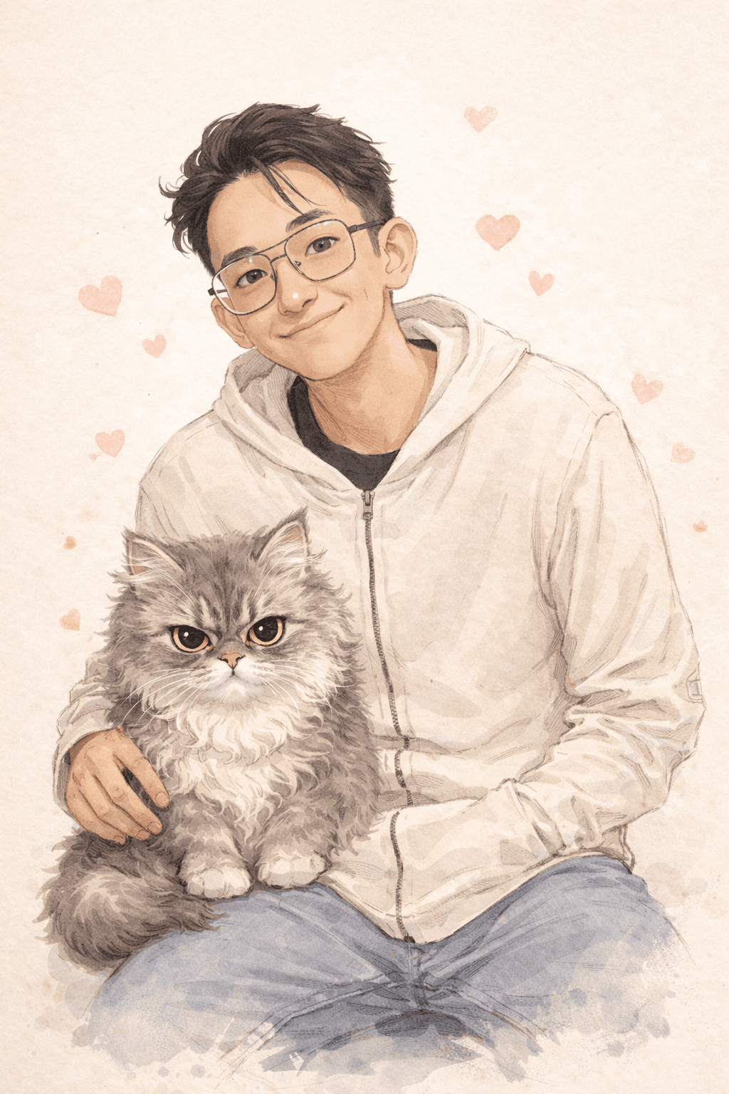 Jacky and his cat Coco