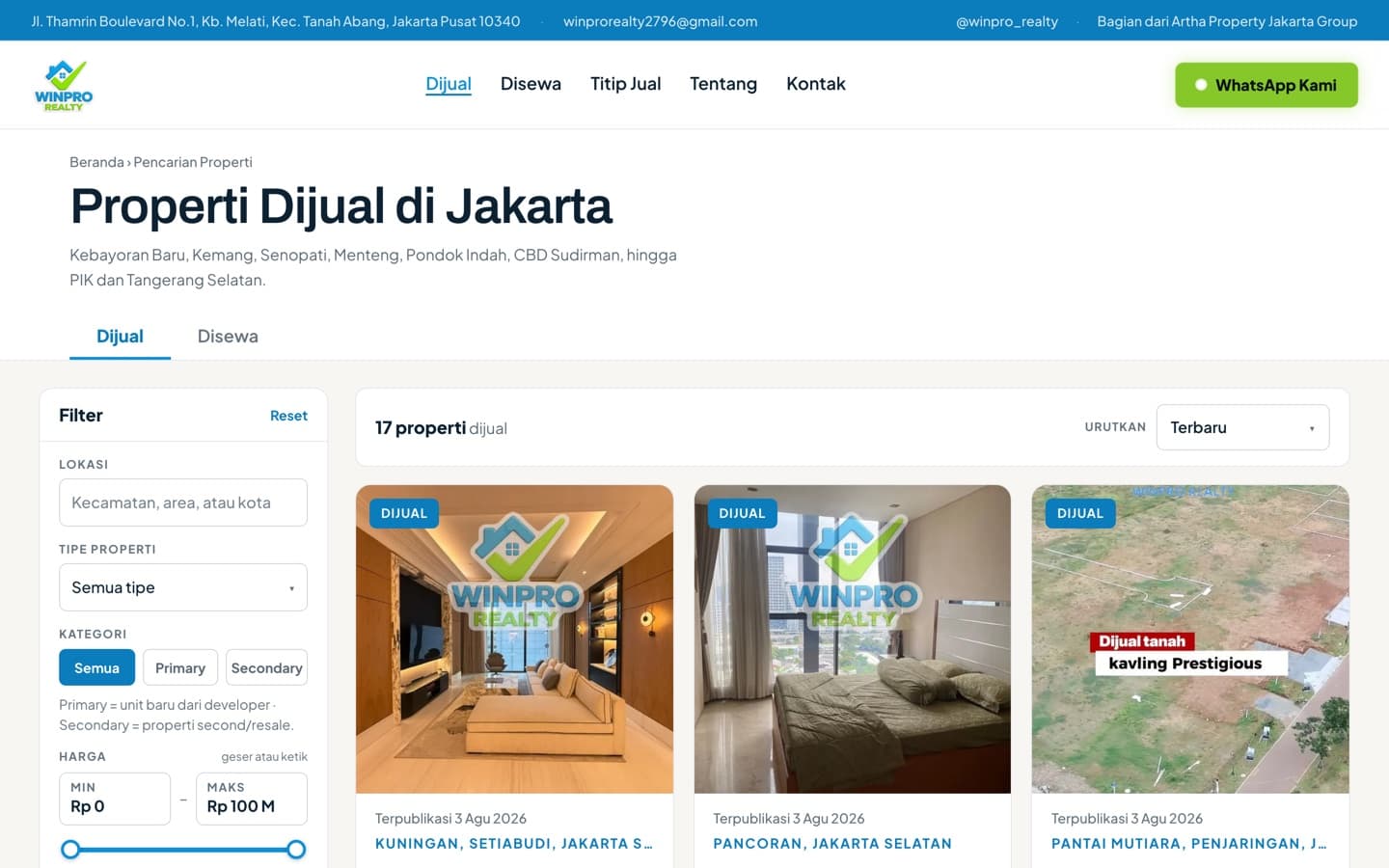 Winpro Realty website